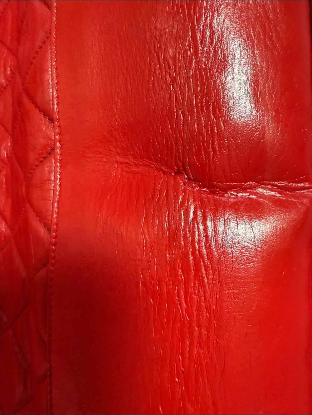 CHANEL Red Quilted Leather Chain-Handle Tote